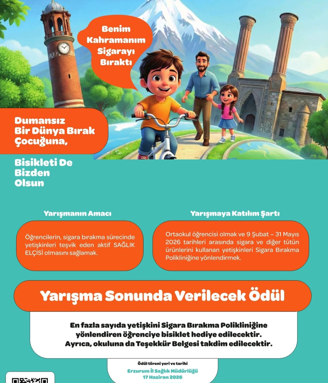 Erzurum İl Sağlık Müdürlüğü'nden Dumansız Bir Gelecek İçin Anlamlı Yarışma